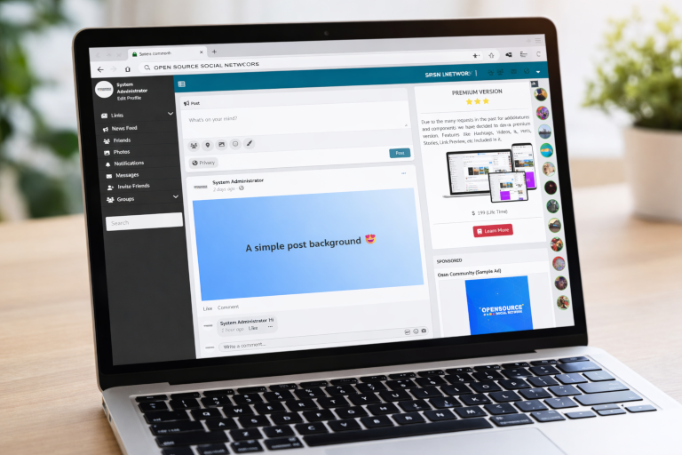 Open Source Social Network Home Page